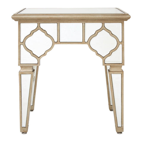 Glam Glass Wood Side Table