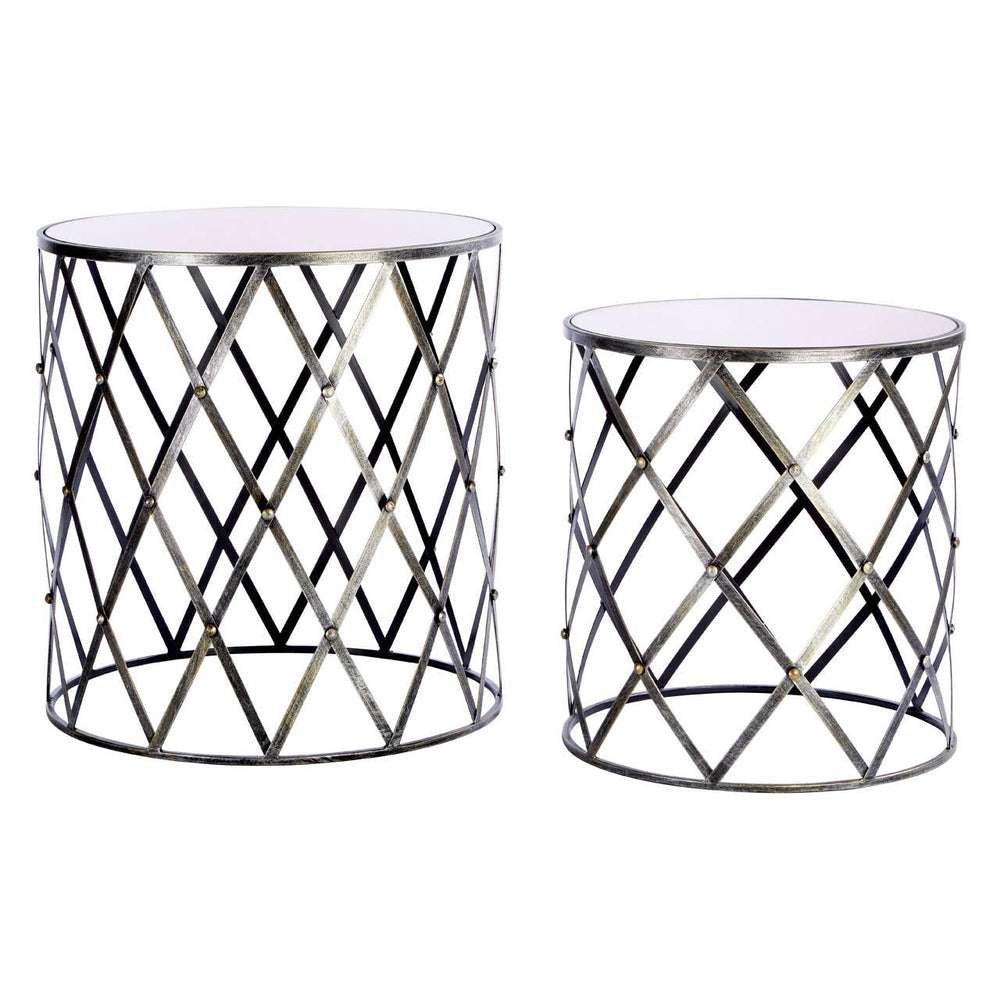 Shimmer Silver Diamond Nesting Tables