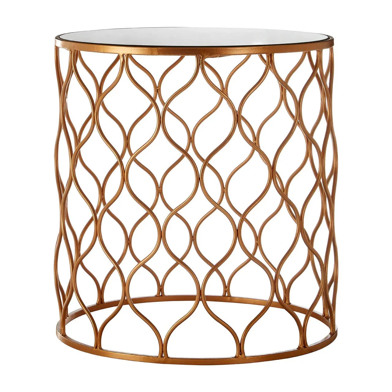 Copper Wave Mirrored Side Tables
