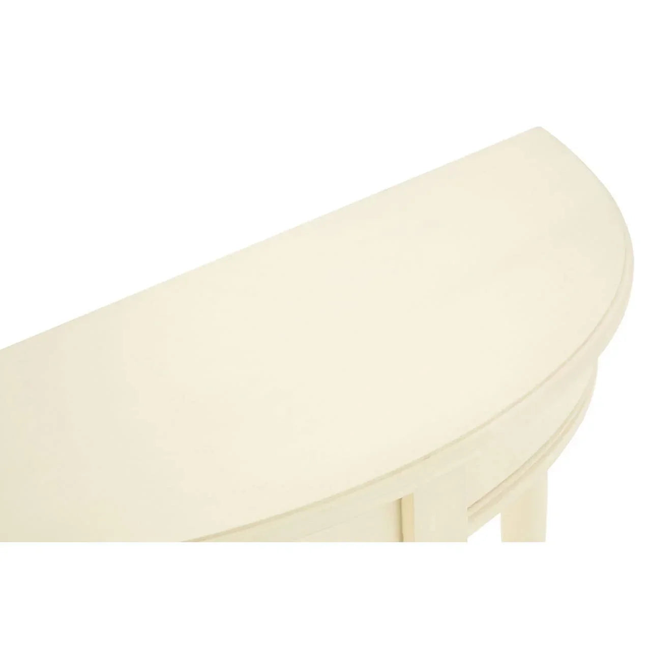 Cream painted wooden console table top with semi-circular design