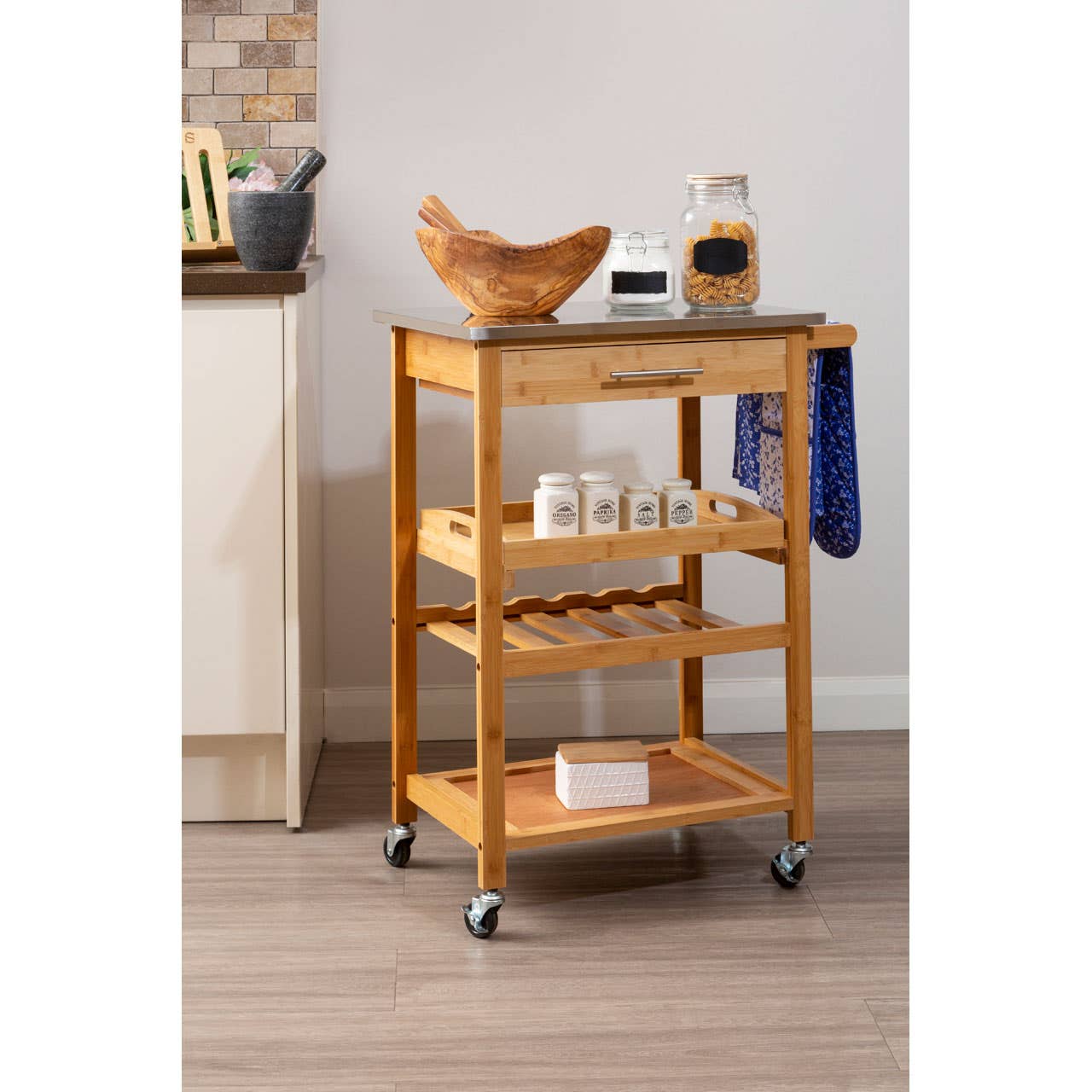 Bamboo Kitchen Trolley Cart
