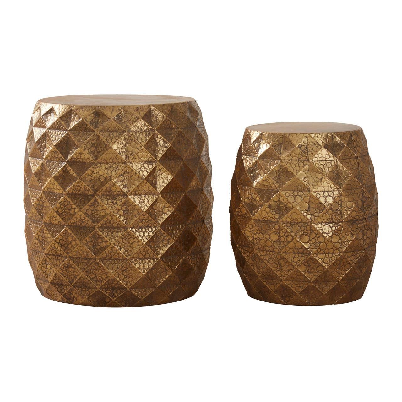 Drum Stools Textured Decorative Pair