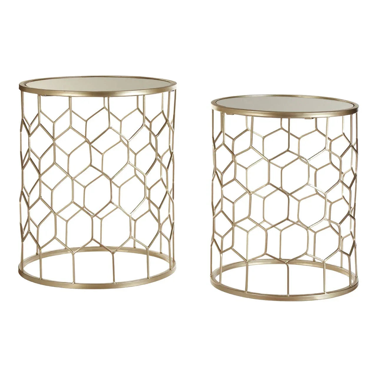 Honeycomb Mirrored Side Tables