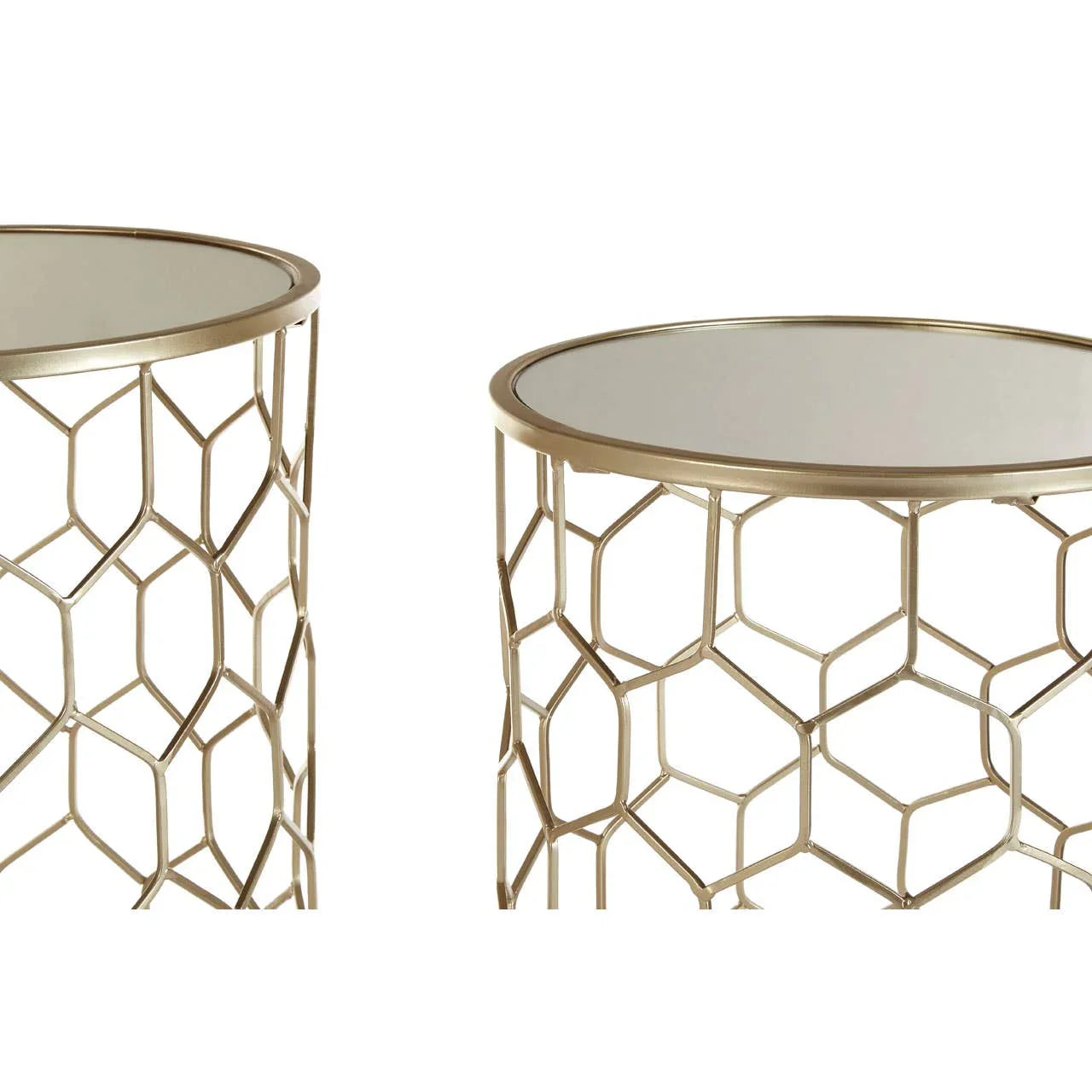 Honeycomb Mirrored Side Tables