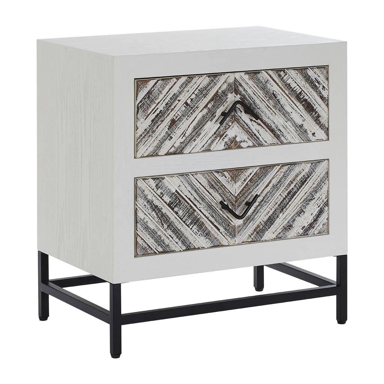 Geometric White Drawer Side Table