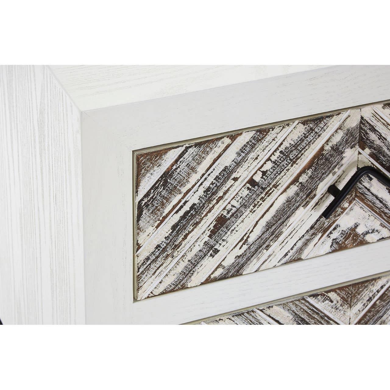 Geometric White Drawer Side Table