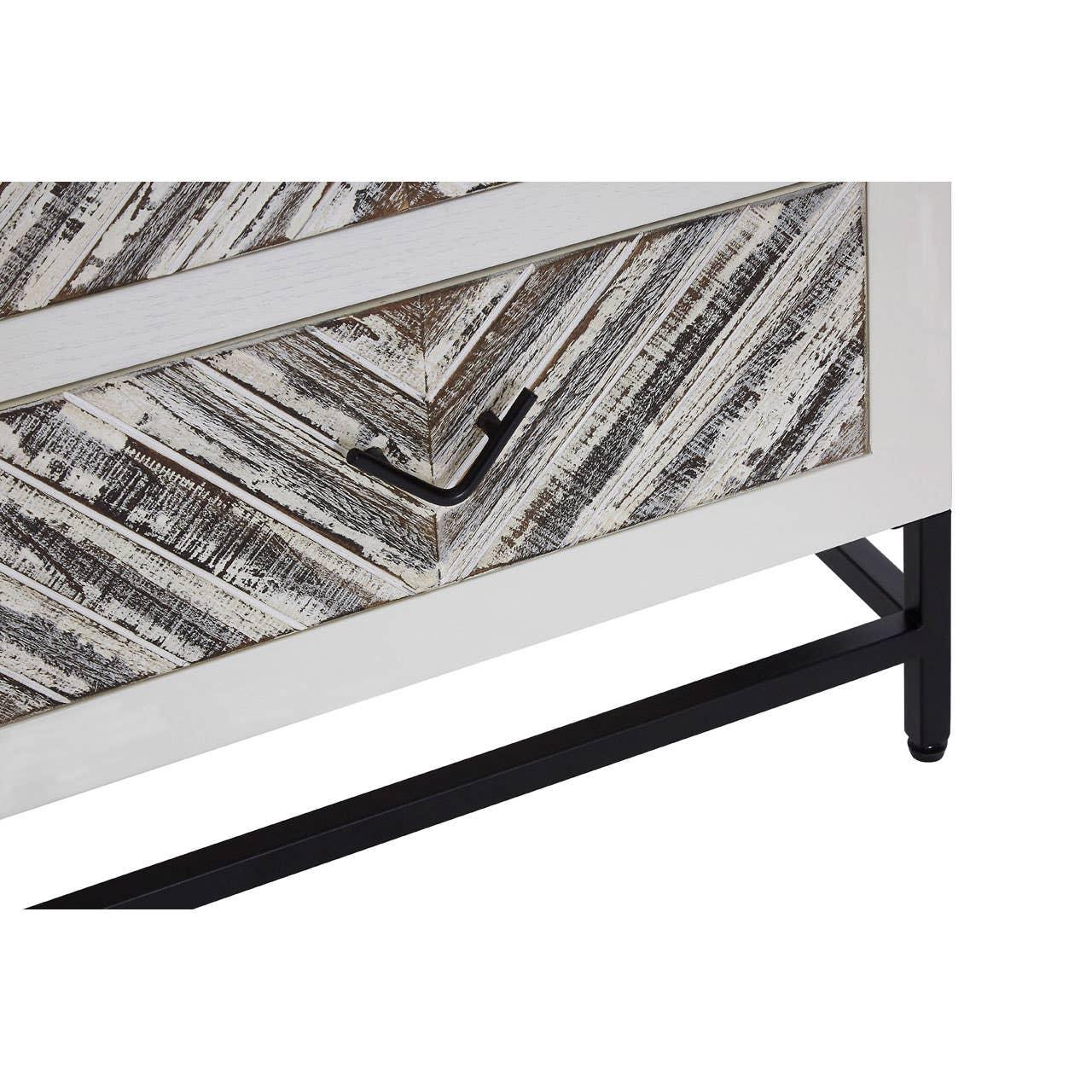 Geometric White Drawer Side Table
