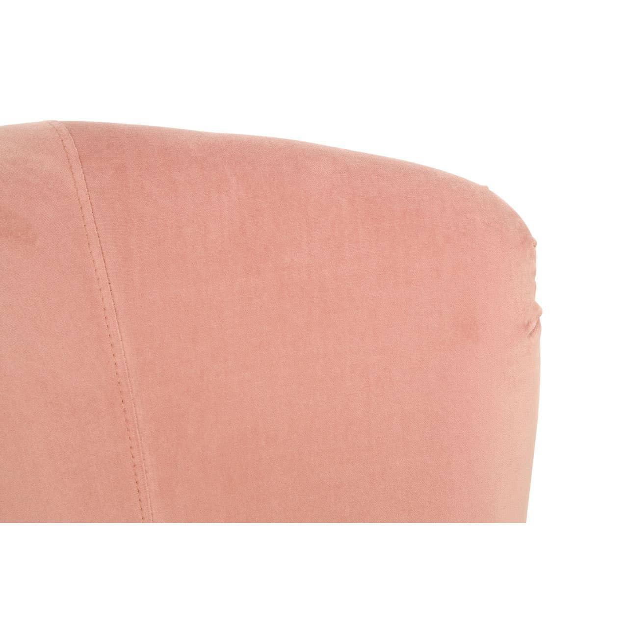 close-up of blush pink velvet chair backrest with visible seam detail