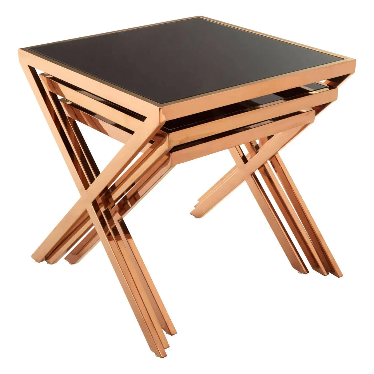 Rose Gold Glass Nesting Tables