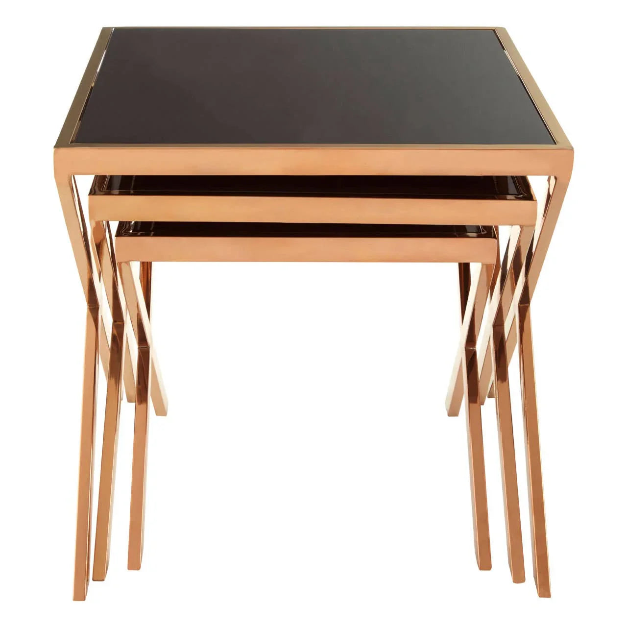 Rose Gold Glass Nesting Tables
