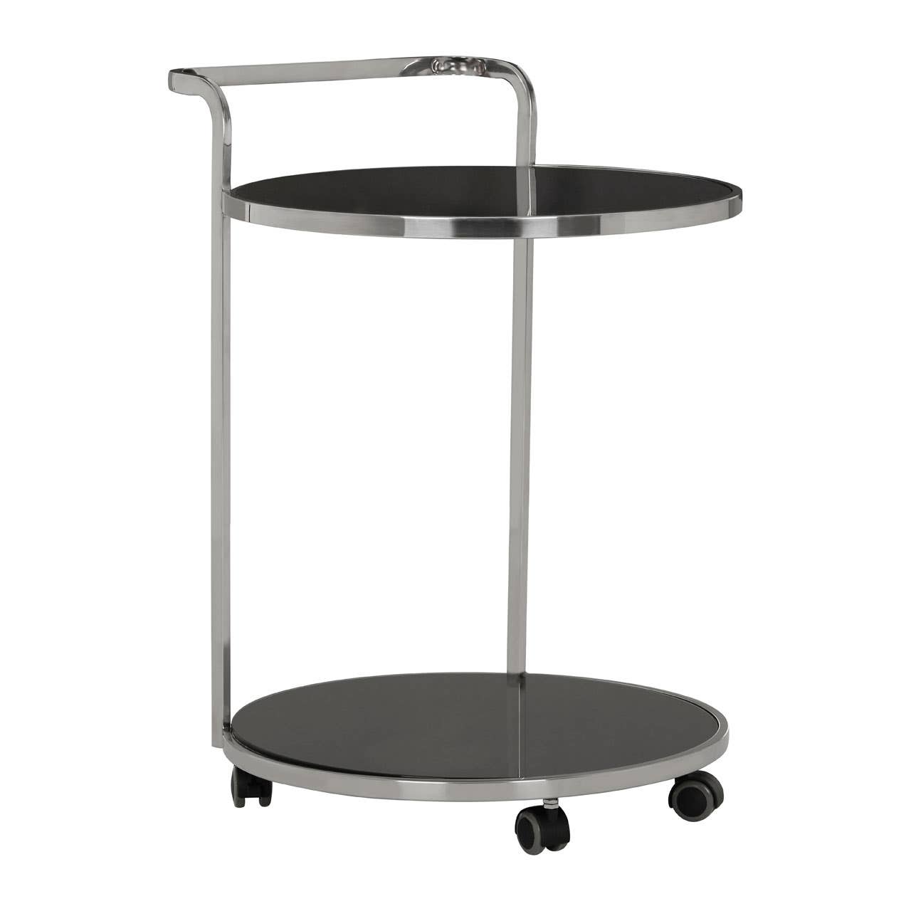 Sleek Silver Glass Drinks Trolley