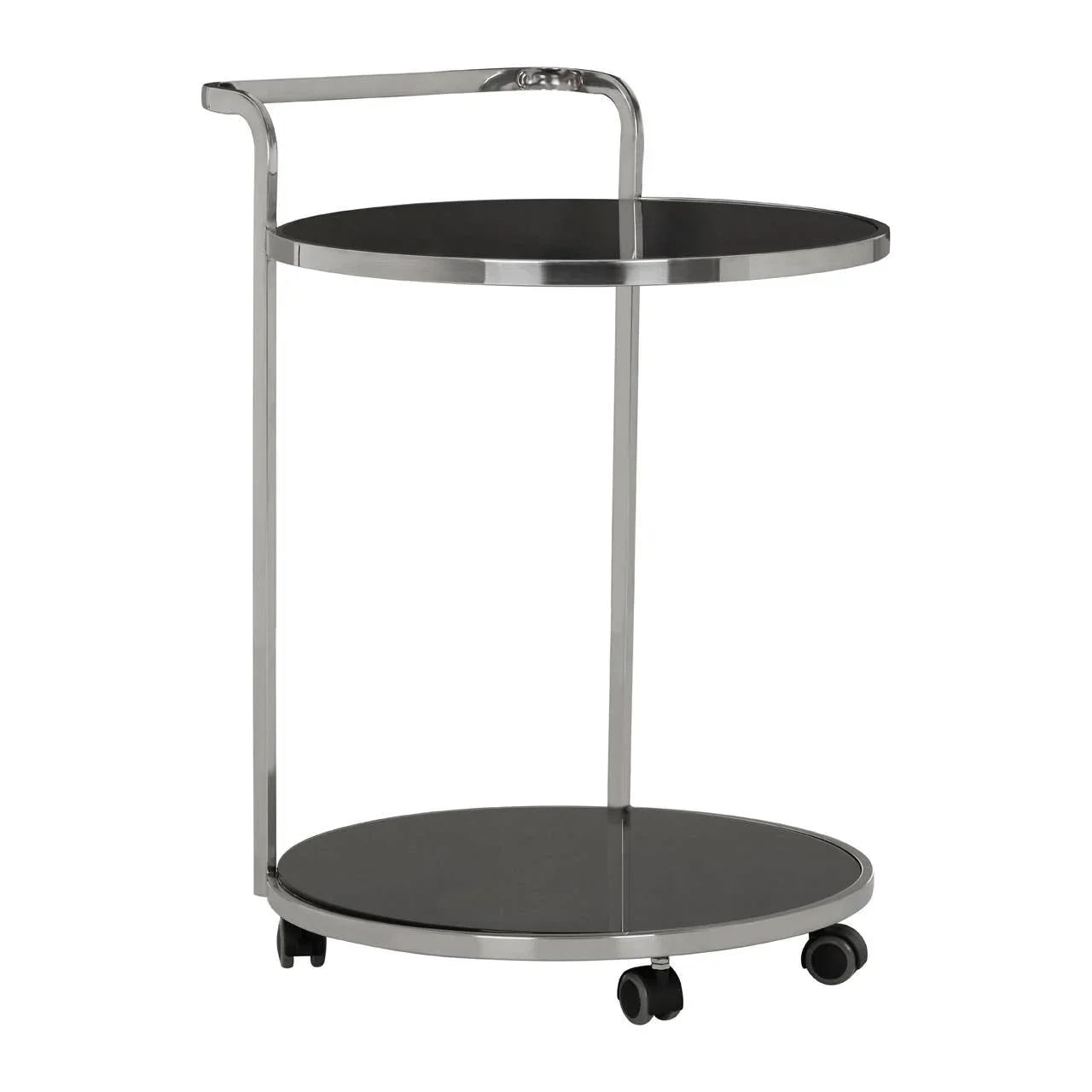 Sleek Silver Glass Drinks Trolley