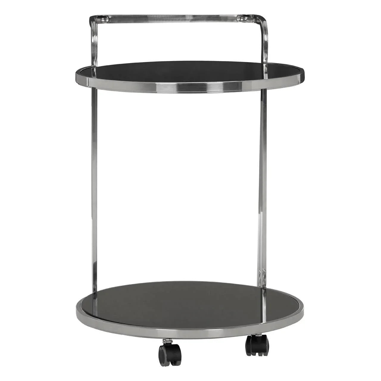 Sleek Silver Glass Drinks Trolley