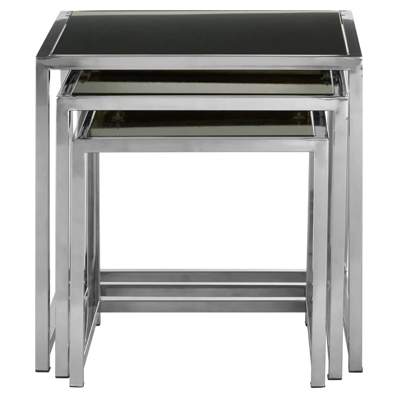 Chrome Black Glass Nesting Tables