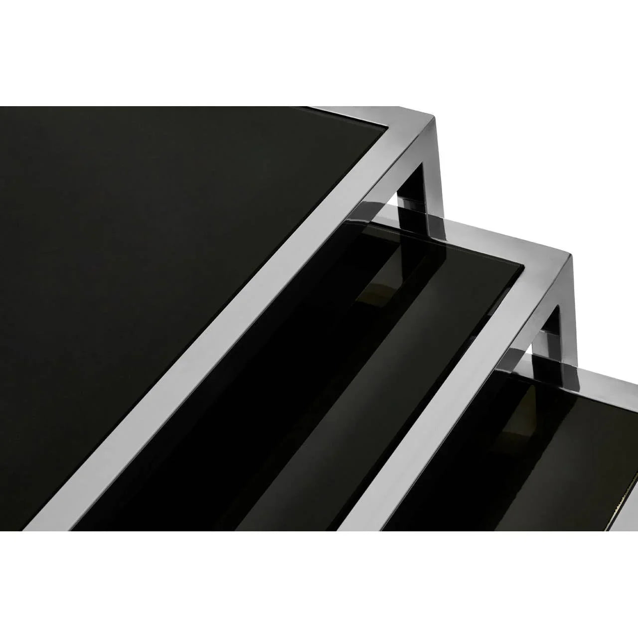Chrome Black Glass Nesting Tables