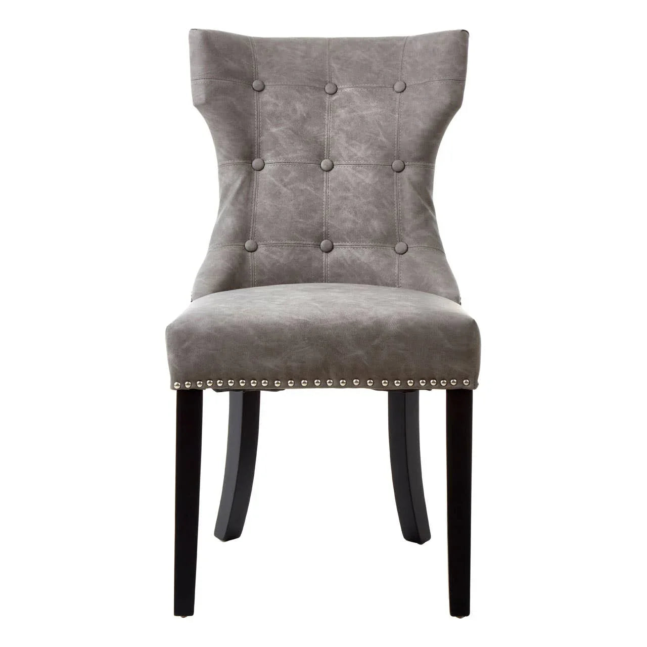 Elegant Grey Buttoned Dining Chair