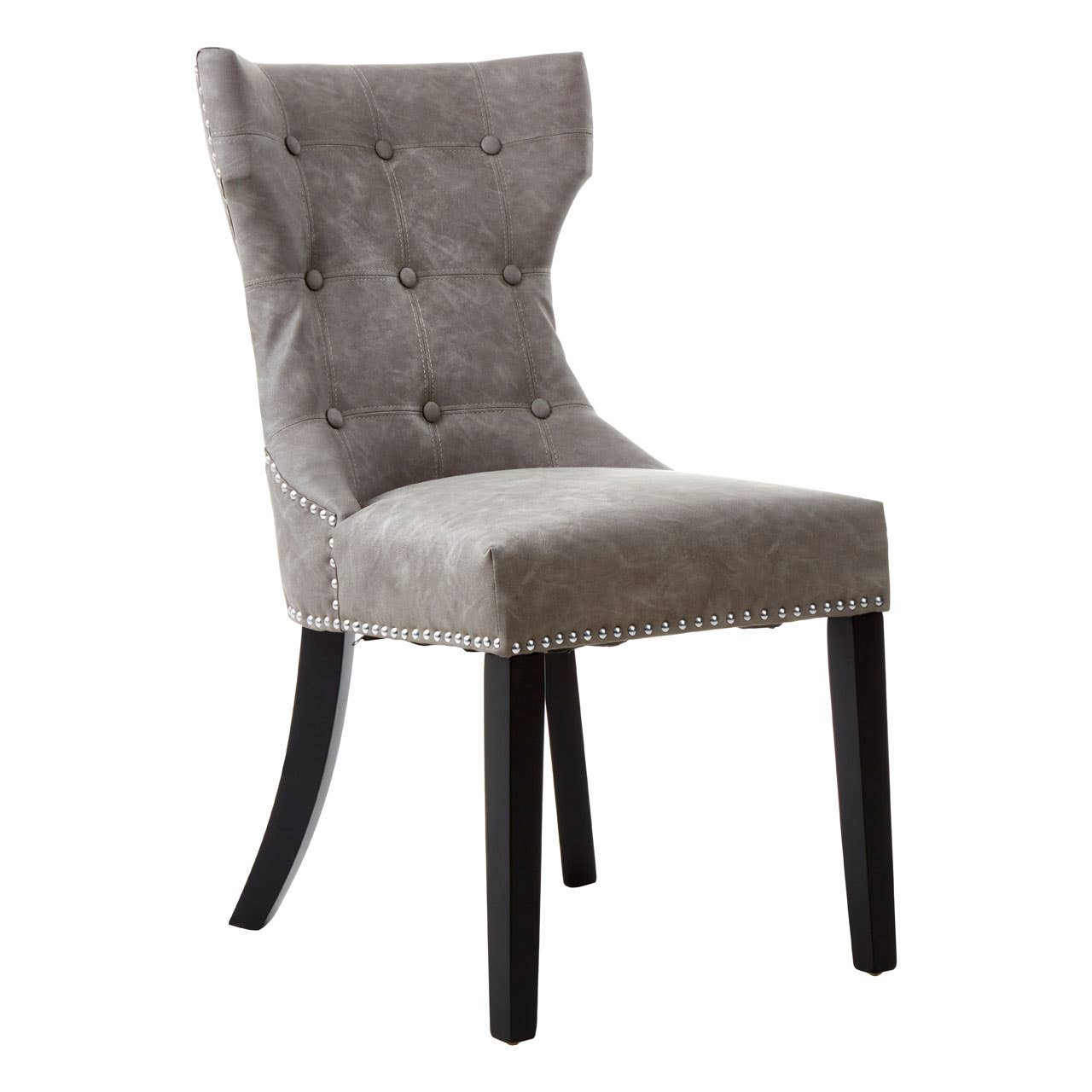 Elegant Grey Buttoned Dining Chair