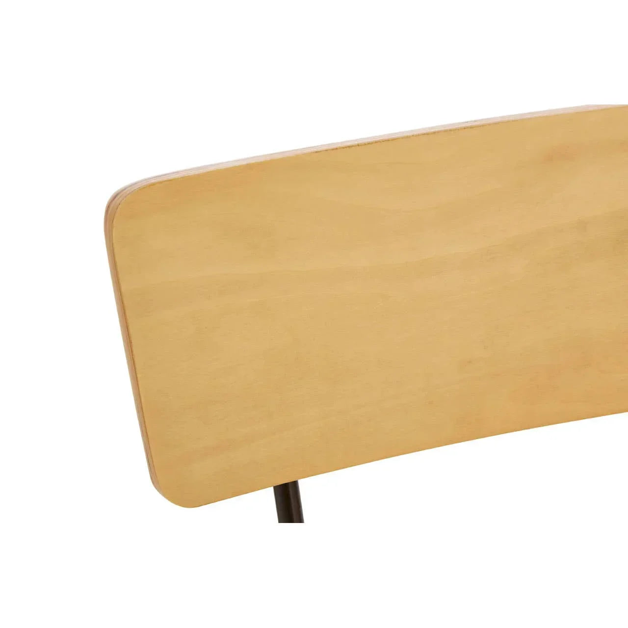 Light wood chair backrest with smooth finish and black metal support