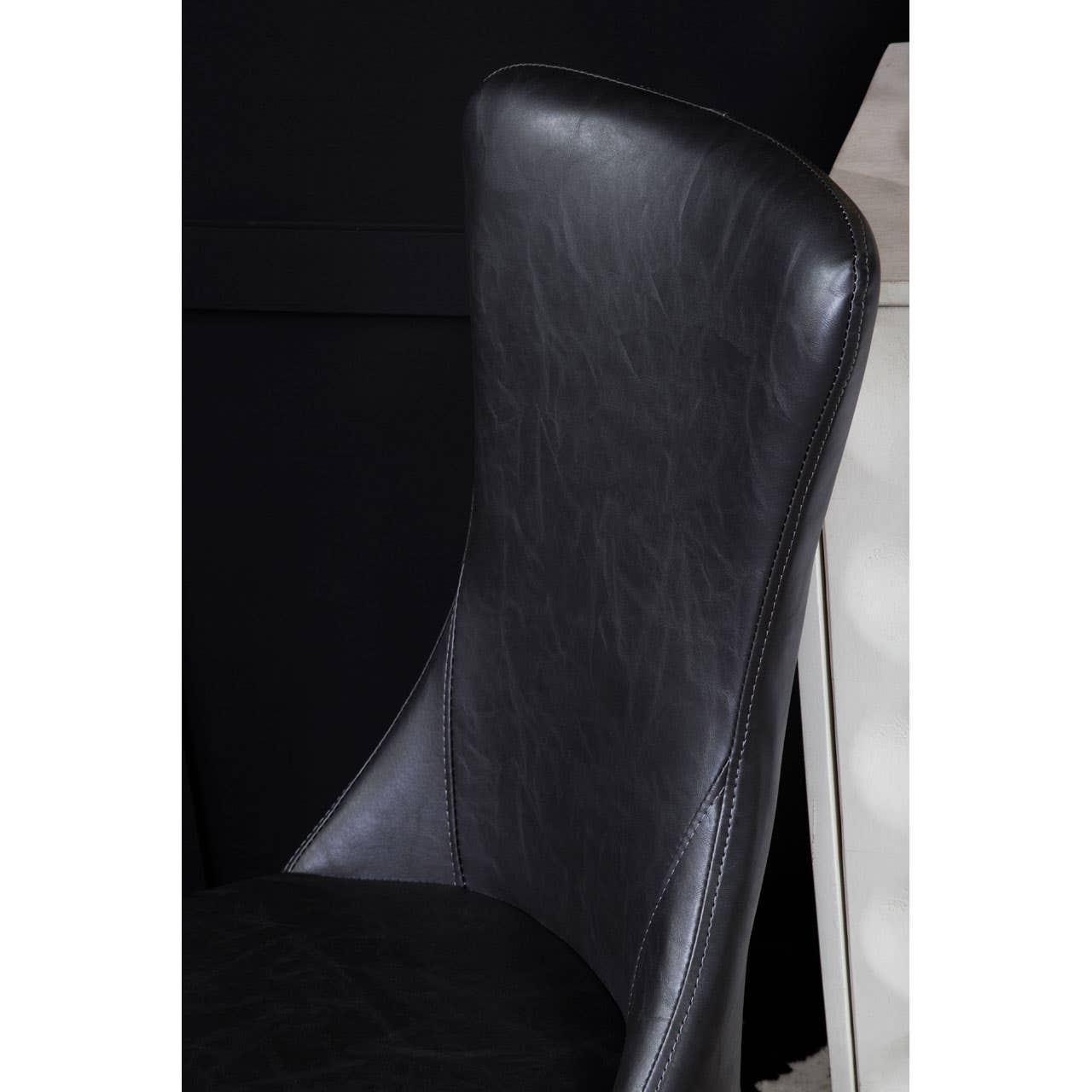 Luxe Black Leather Dining Chair