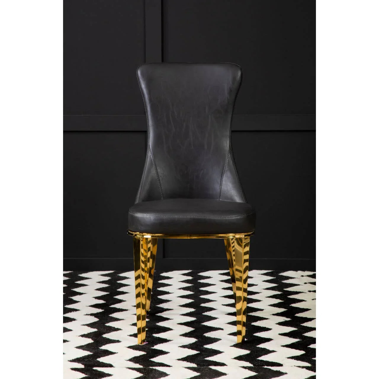 Luxe Black Leather Dining Chair