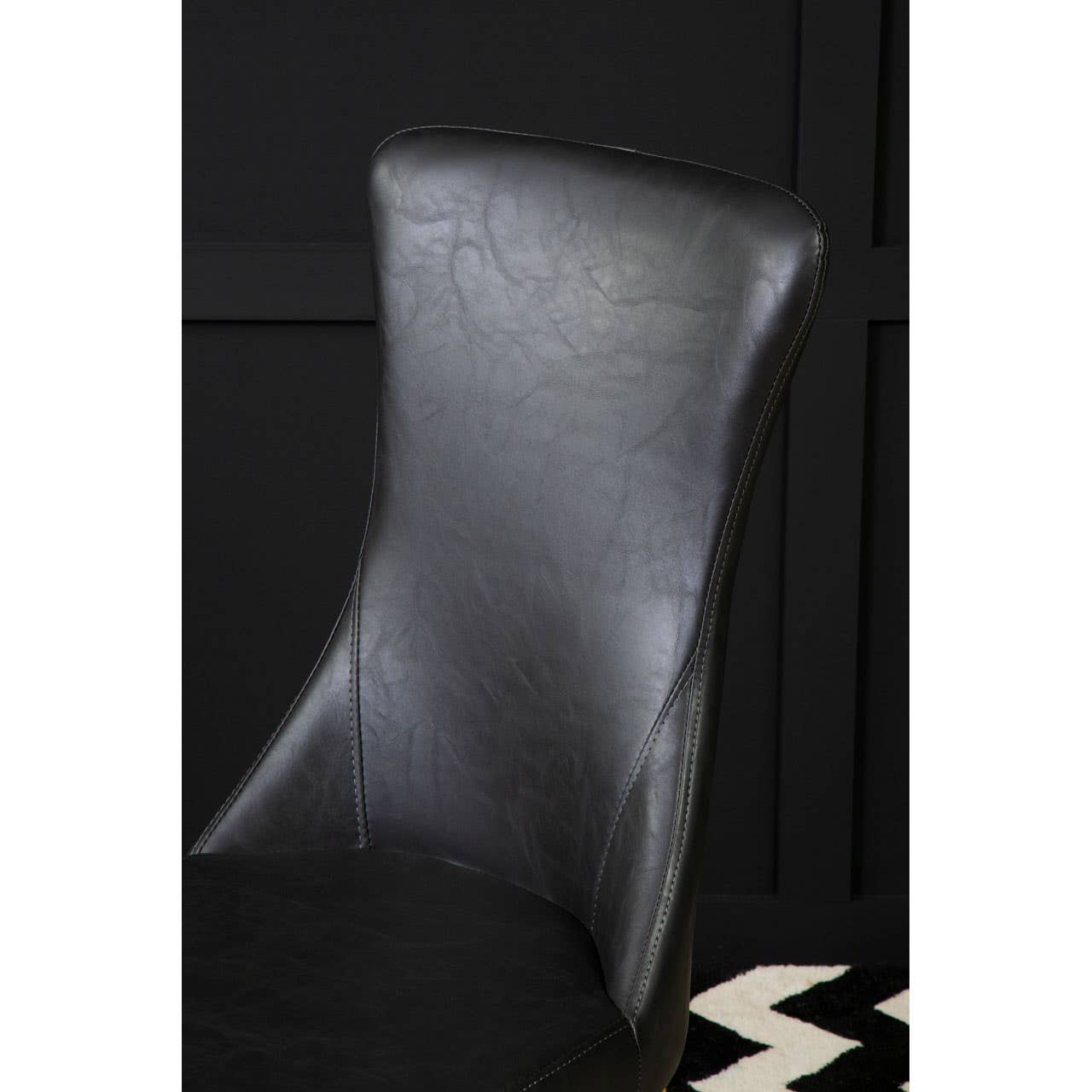 Luxe Black Leather Dining Chair