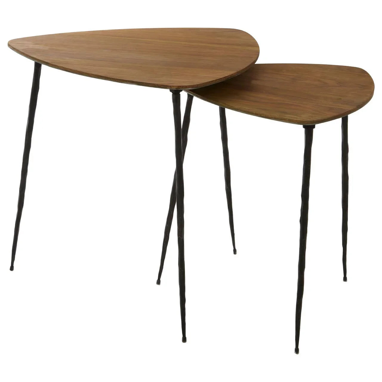 Triangular Oak Nesting Side Tables