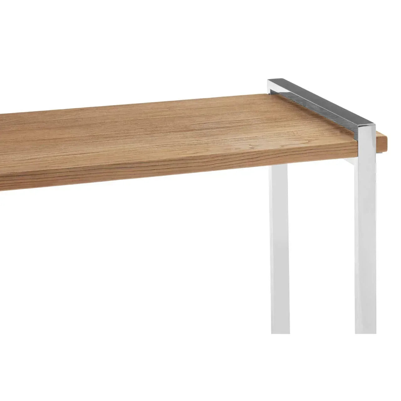Rectangular wooden table top with metal legs and minimalist design