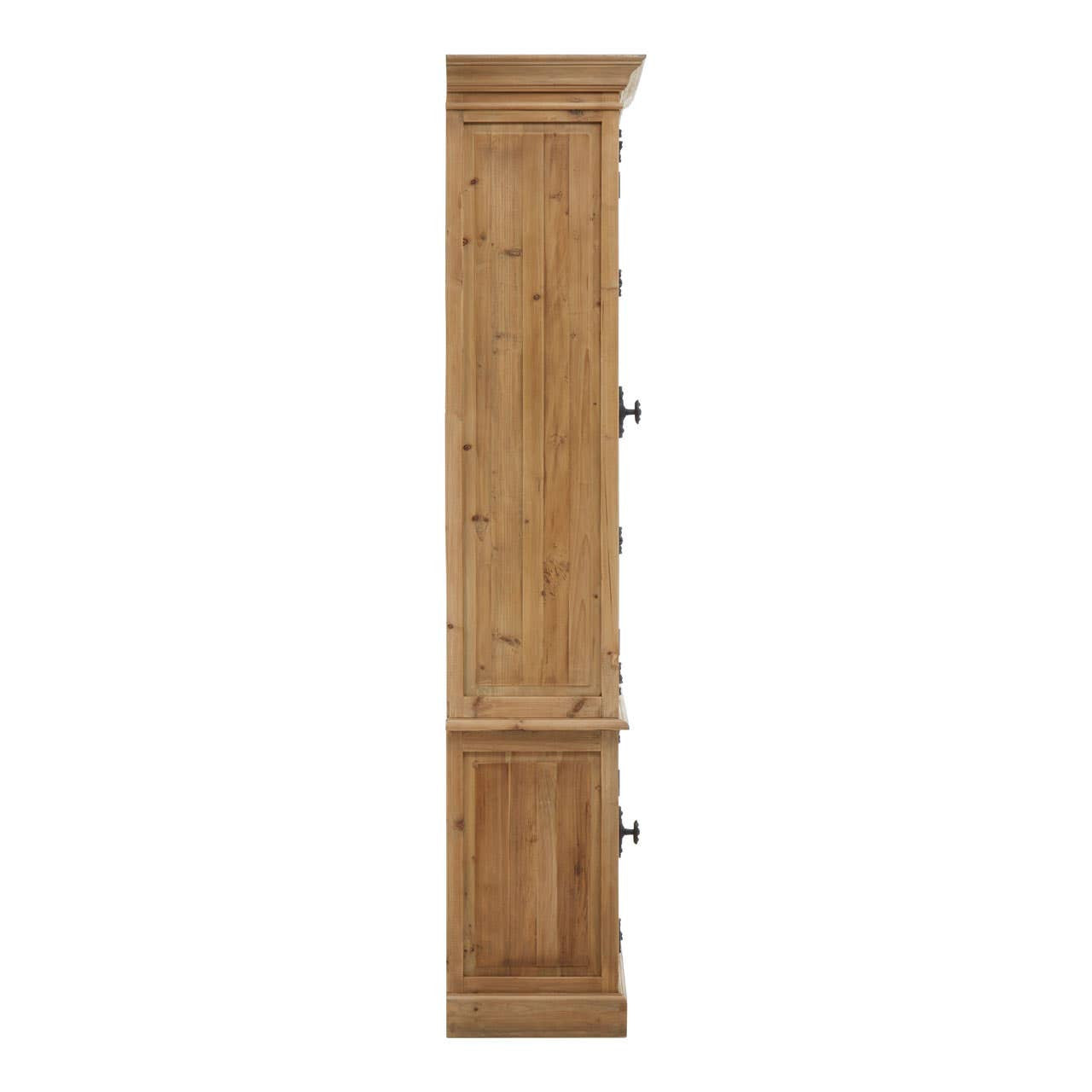 Tall cabinet made of pine wood featuring four doors, a natural wood finish, and a simple, elegant design. The cabinet has a rectangular shape with a smooth surface and subtle grain patterns, suitable for home storage and organization