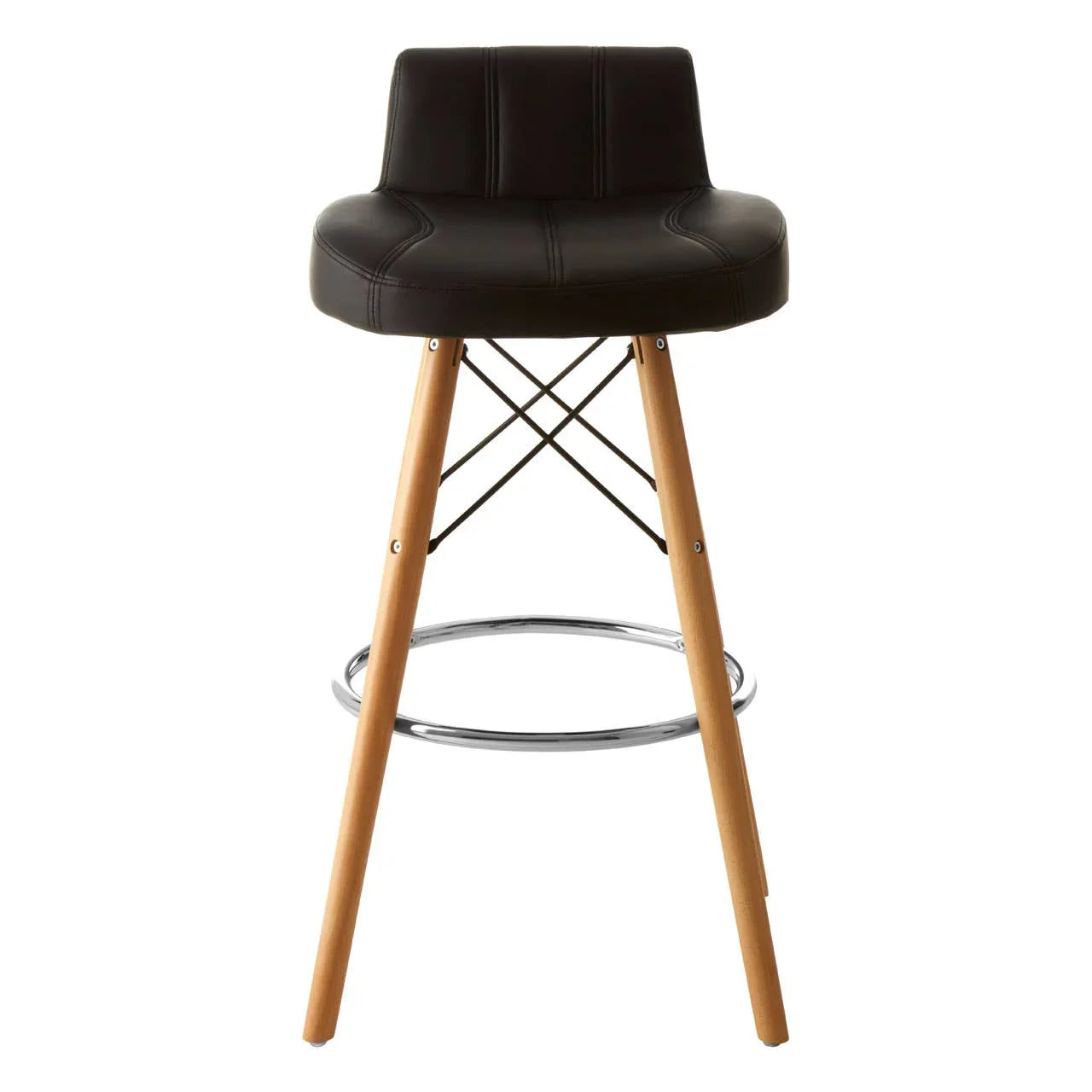 Luxe Black Leather Bar Stool