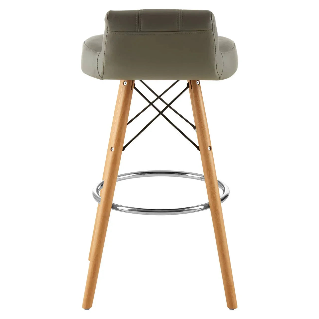 Modern Grey Leather Bar Stool