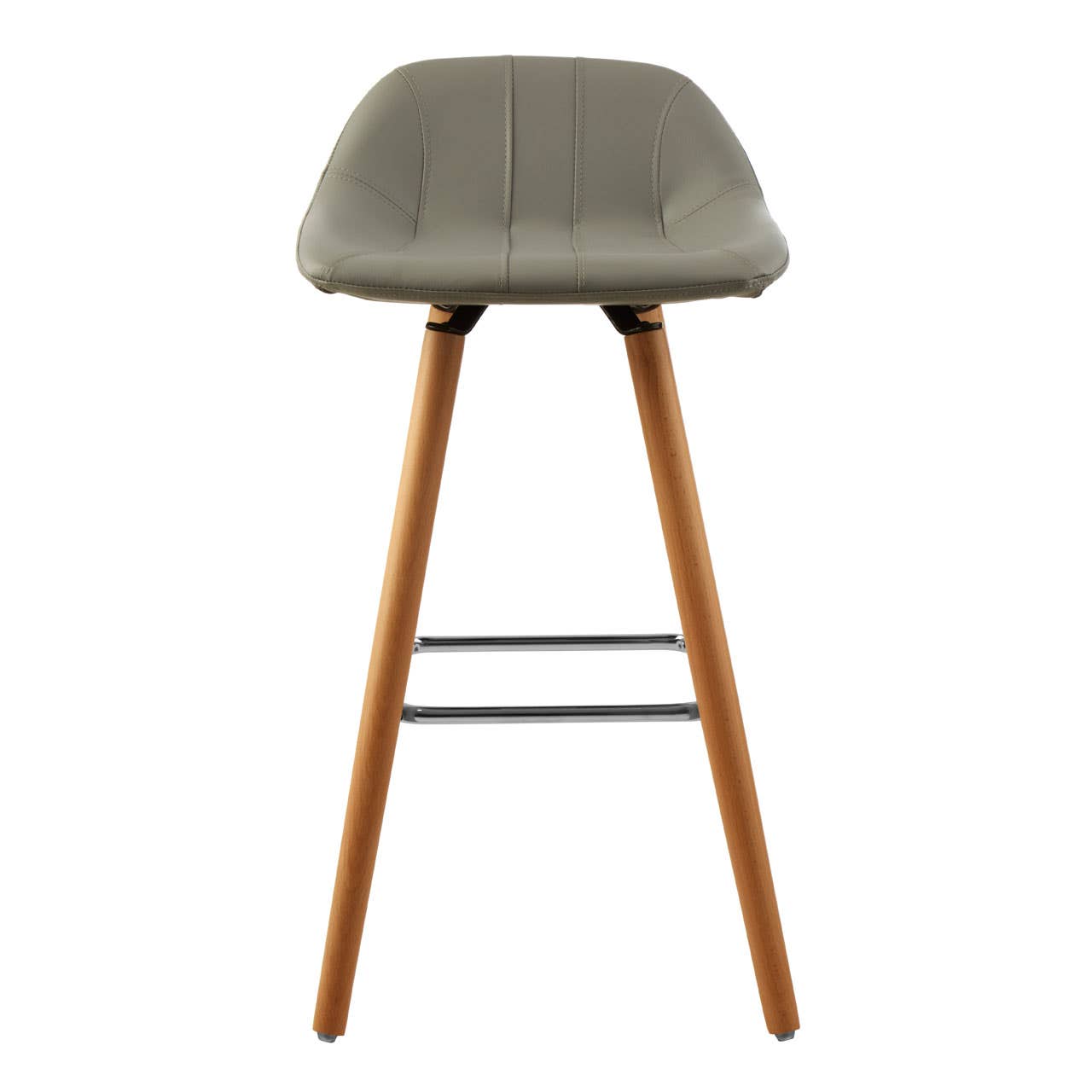 Luxe Grey Leather Bar Stool