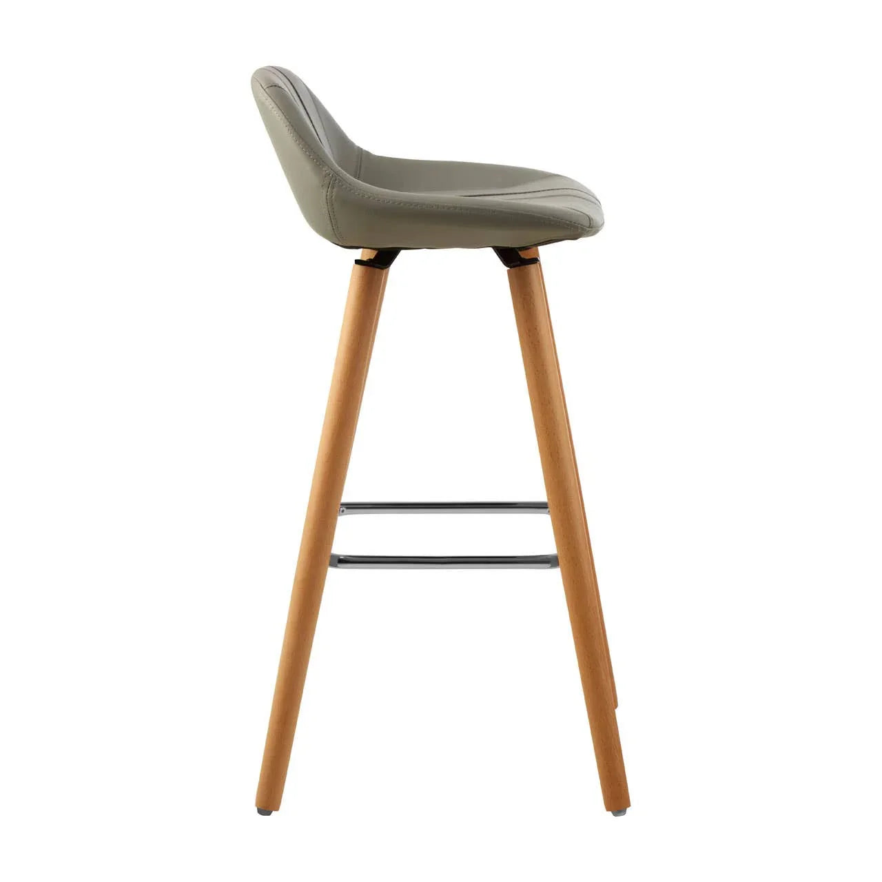 Luxe Grey Leather Bar Stool