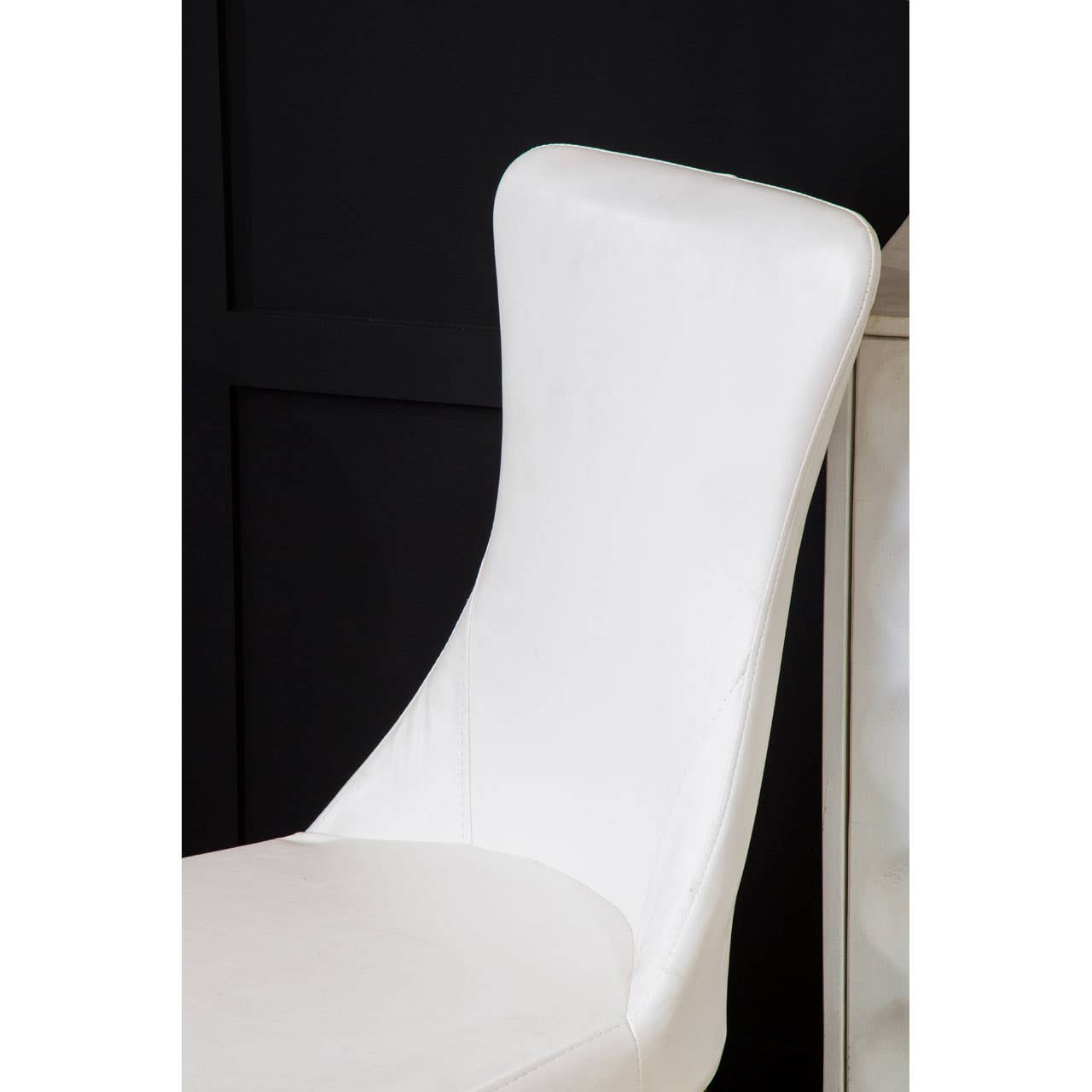 Luxe White Leather Dining Chair