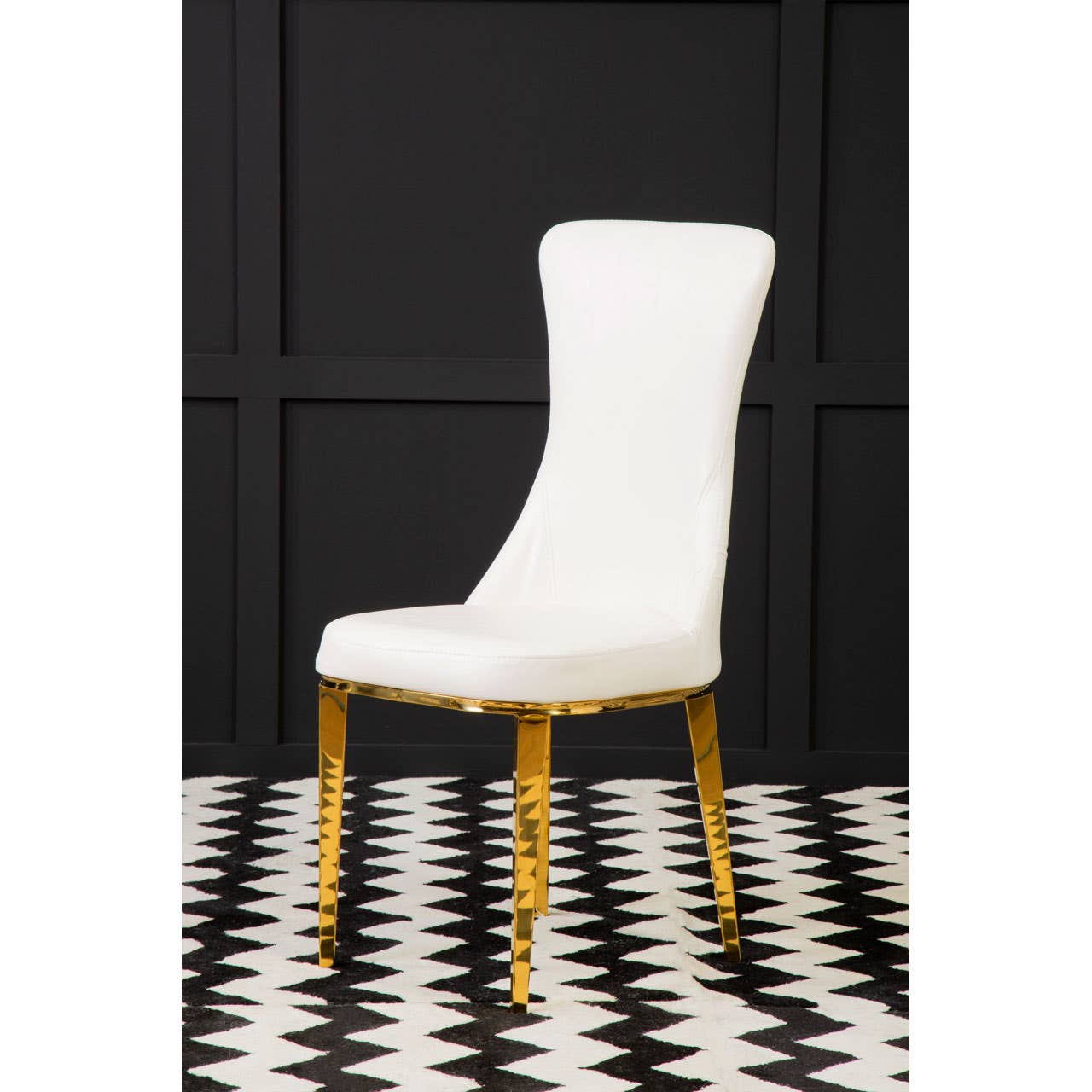 Luxe White Leather Dining Chair