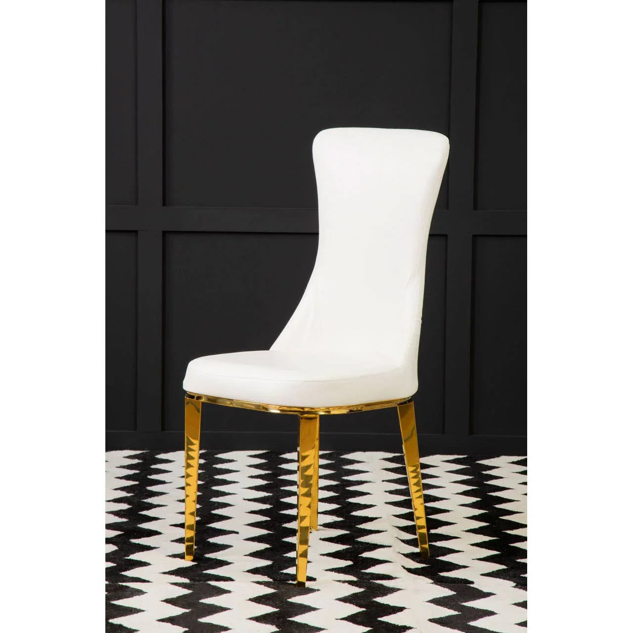 Luxe White Leather Dining Chair