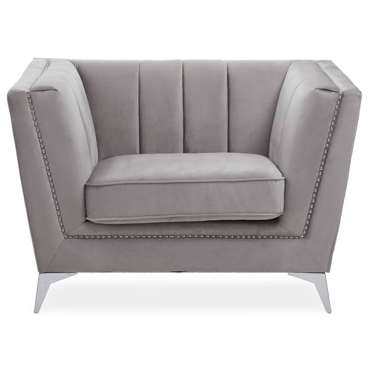 Luxe Grey Velvet Lounge Chair