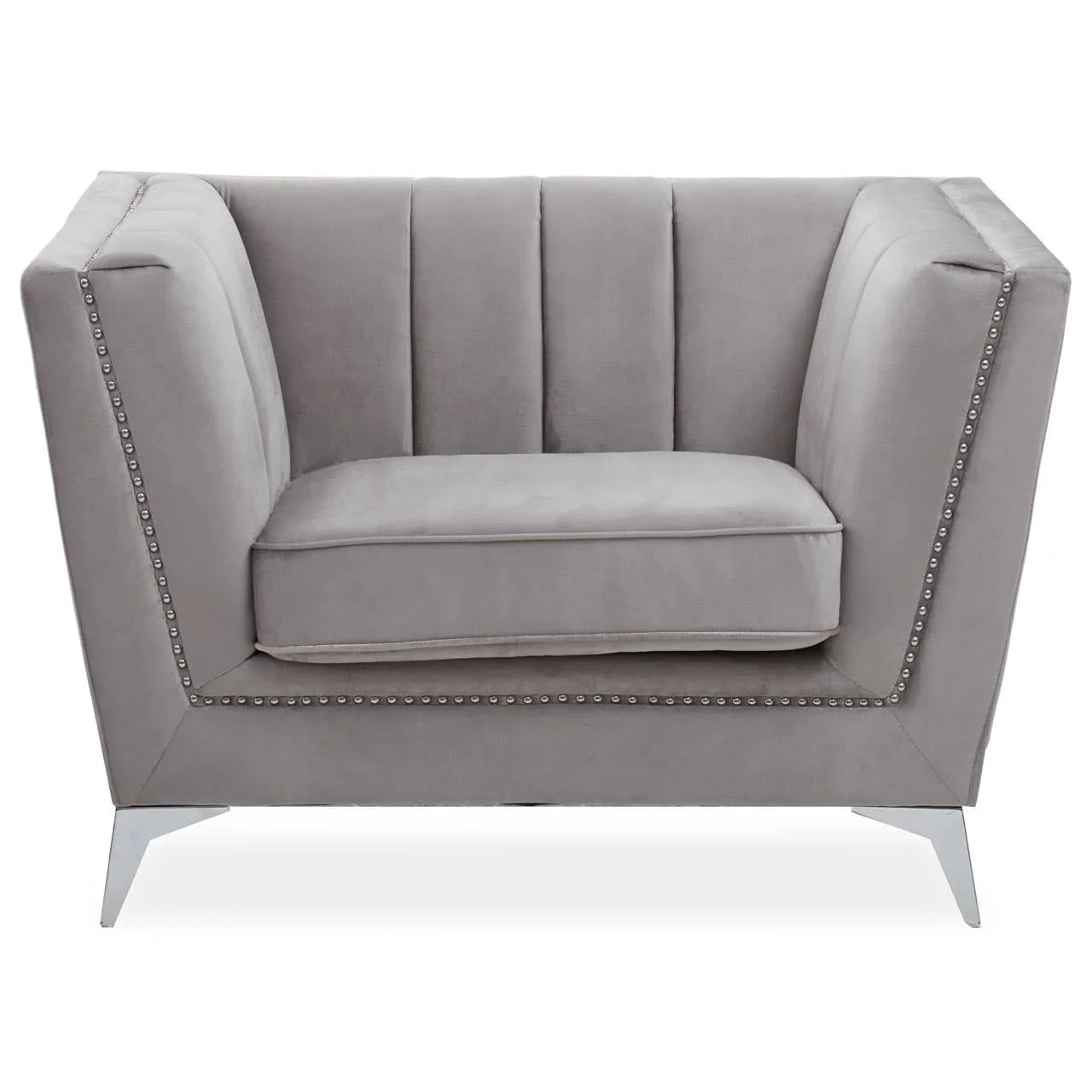 Luxe Grey Velvet Lounge Chair