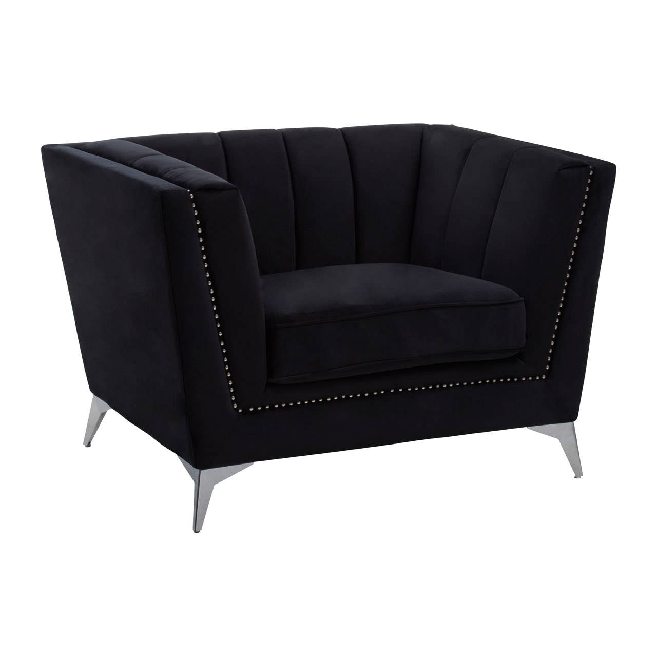 Luxe Black Velvet Lounge Chair