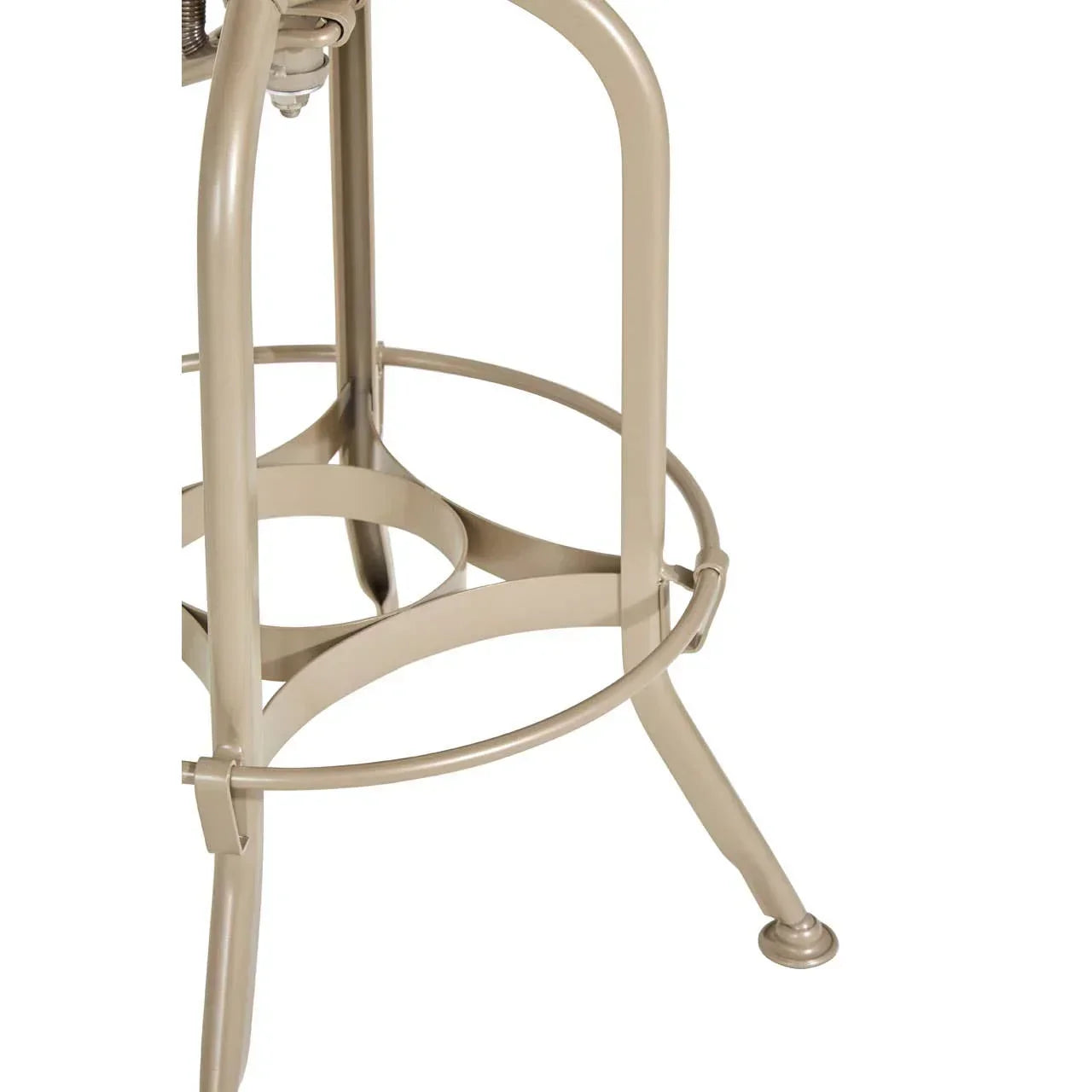 Brushed metal bar stool legs with circular footrest and sturdy cross-brace design