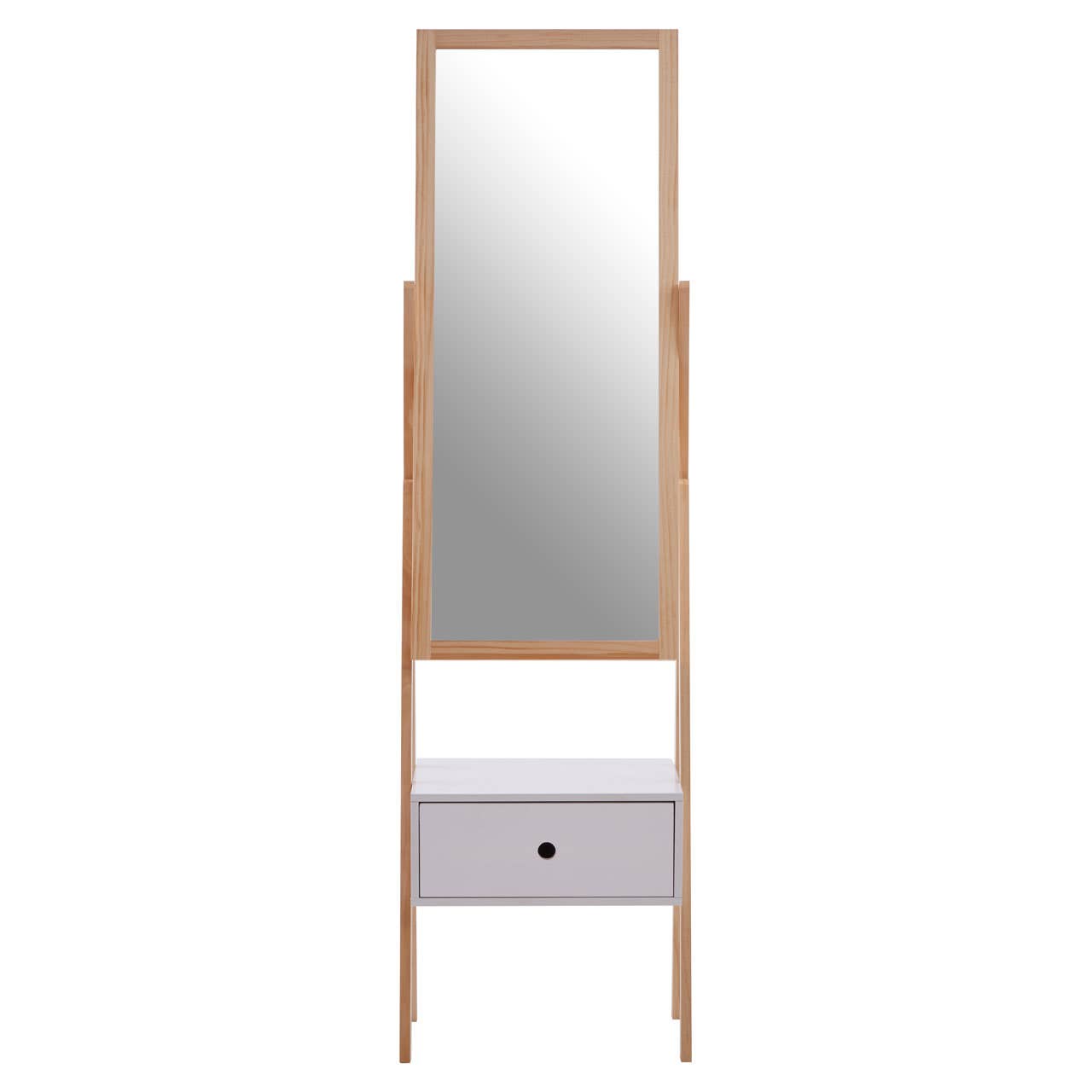 Rostok Single Drawer Floor Mirror