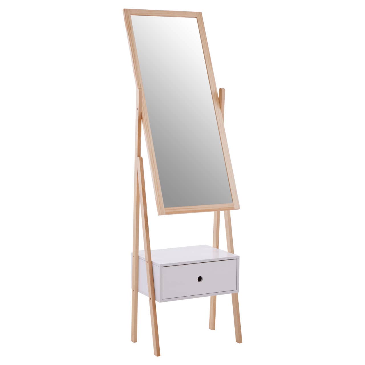 Rostok Single Drawer Floor Mirror