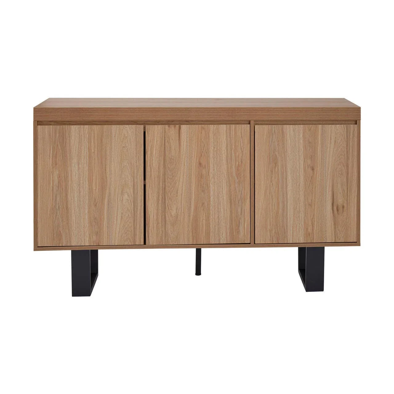 Oakton Natural Wood Sideboard with Geometric Black Metal Legs