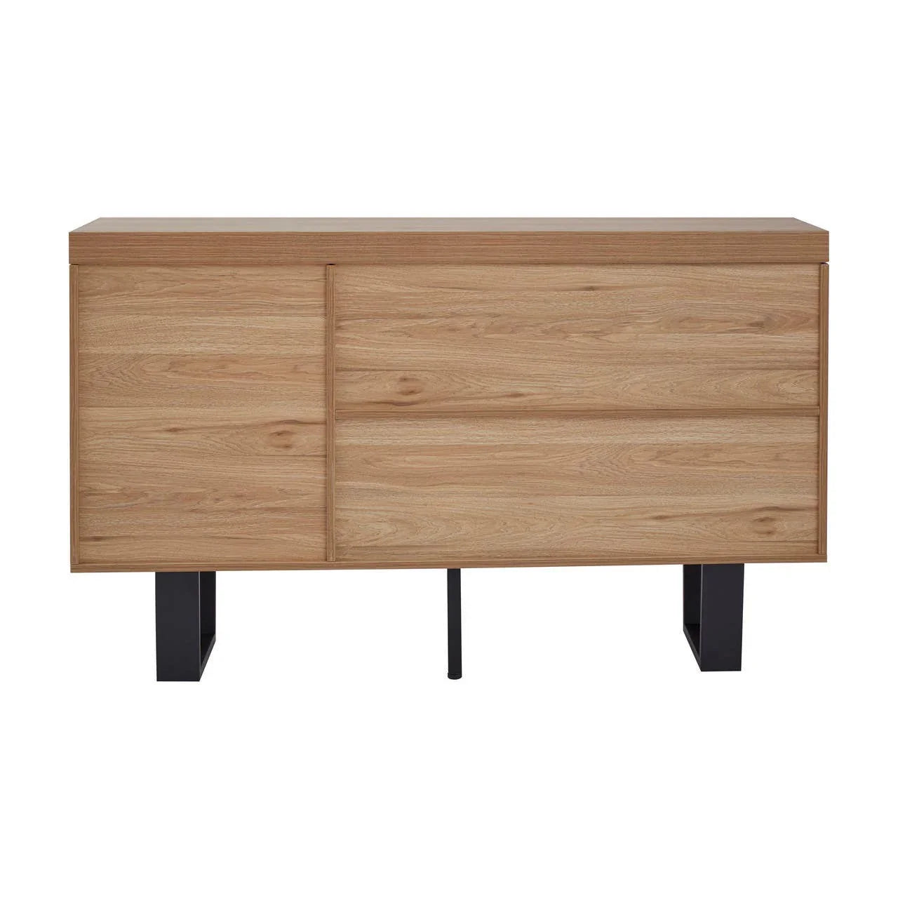Oakton Natural Wood Sideboard with Geometric Black Metal Legs