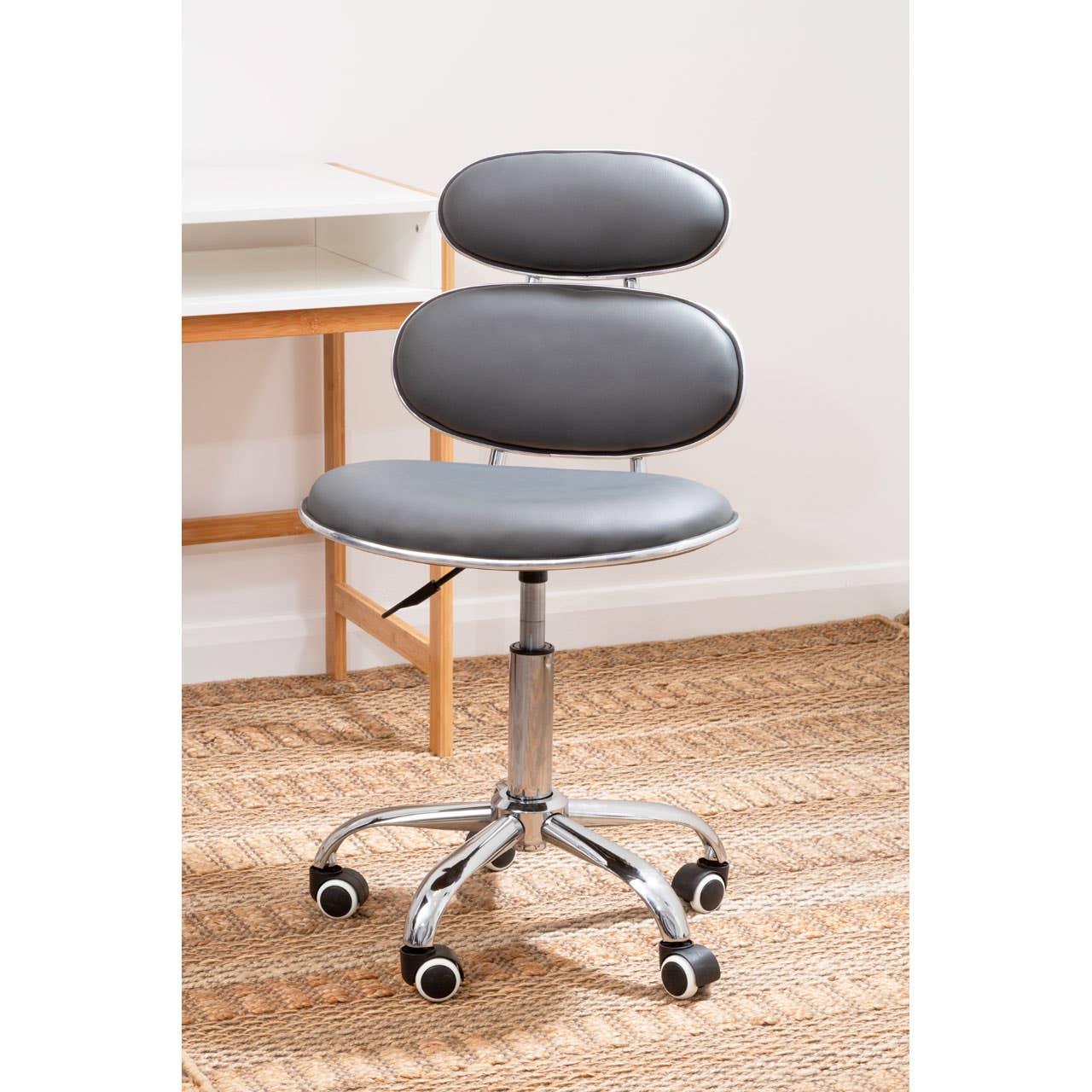Sleek Grey Swivel Desk Chair