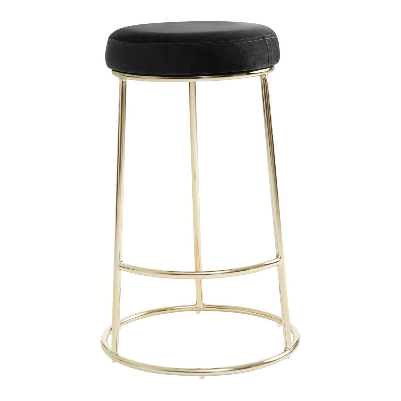Luxe Black Velvet Bar Stool