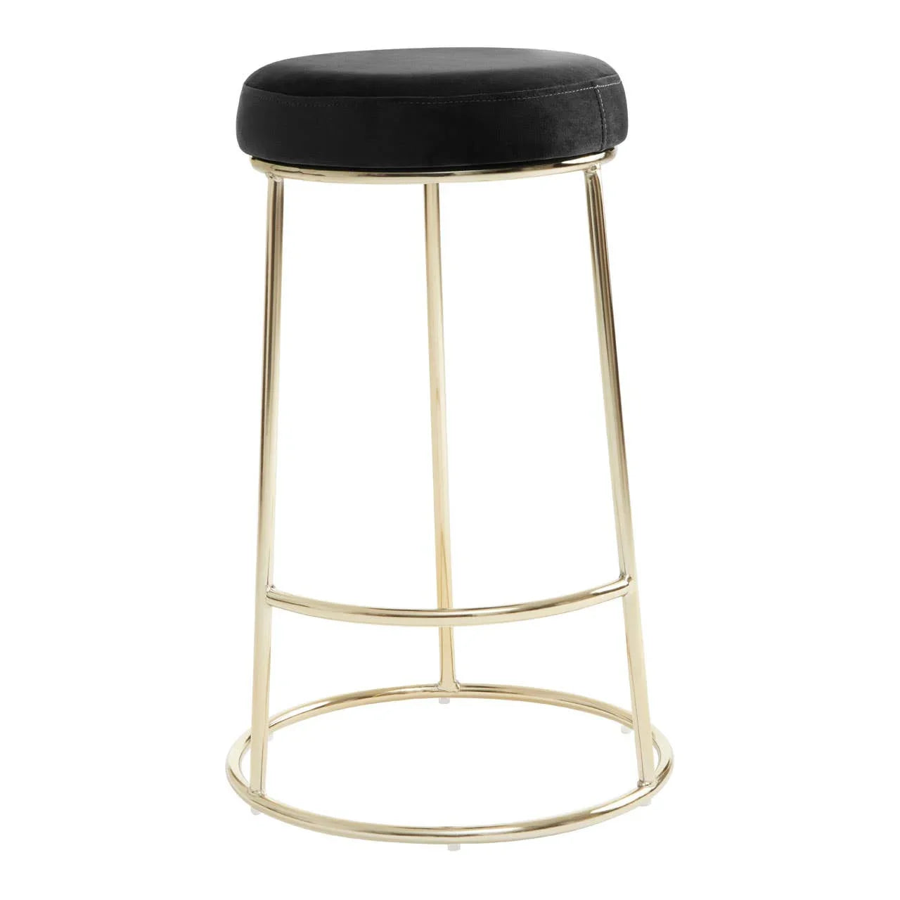Luxe Black Velvet Bar Stool