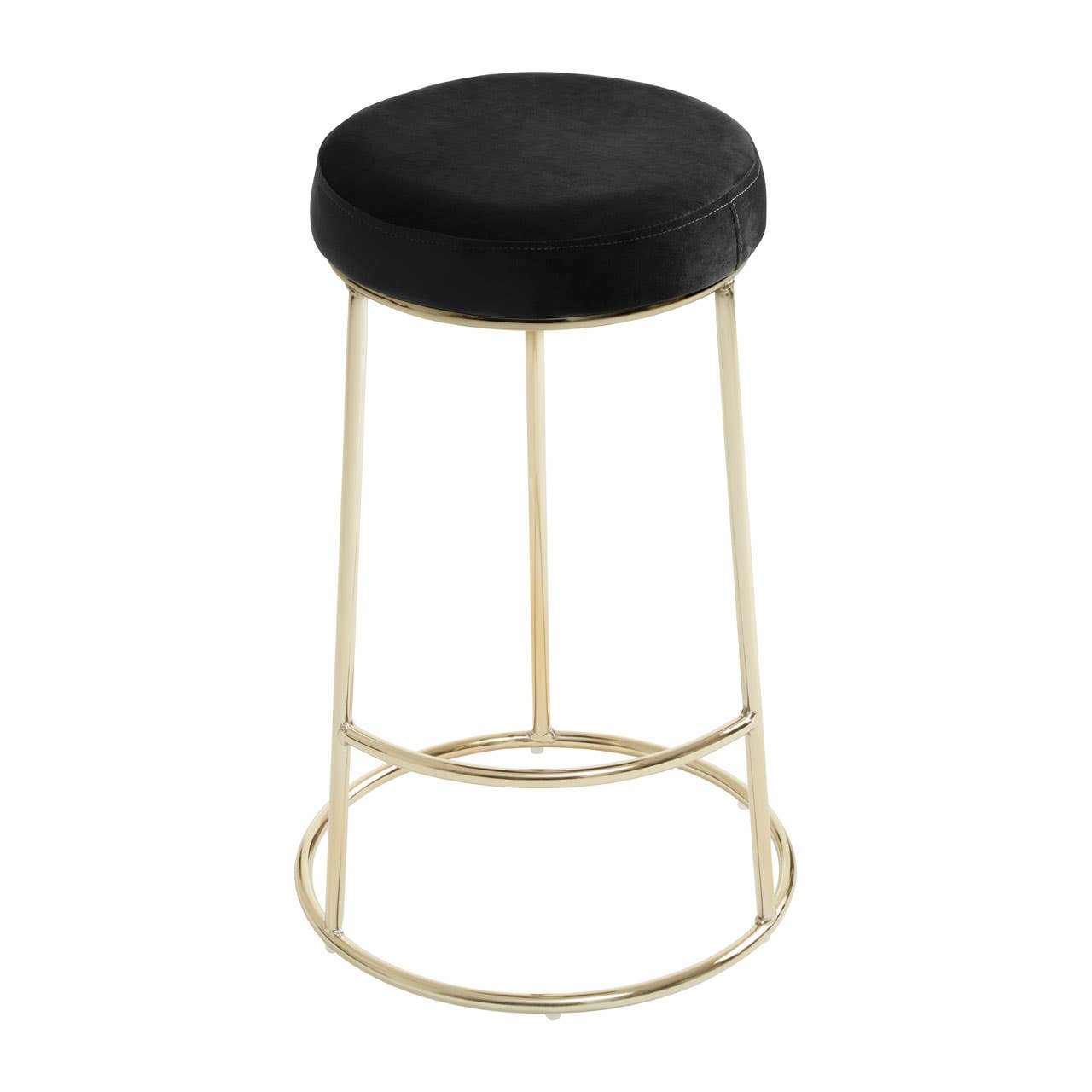 Luxe Black Velvet Bar Stool