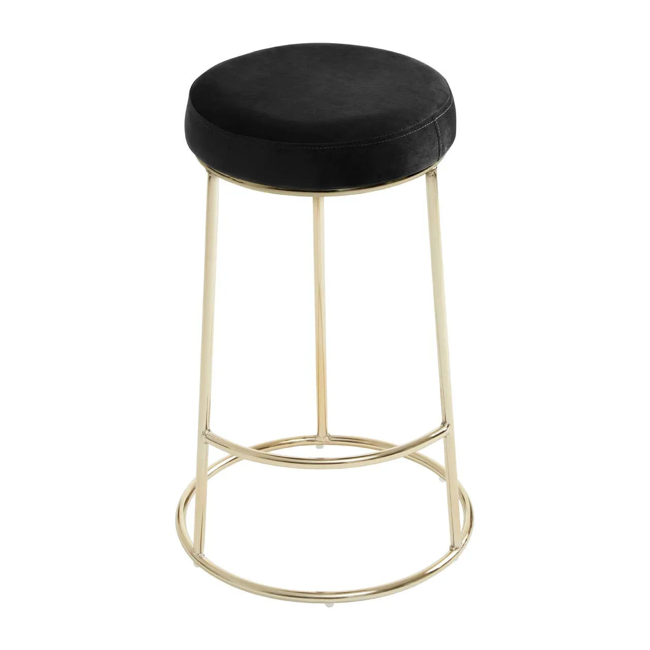 Luxe Black Velvet Bar Stool