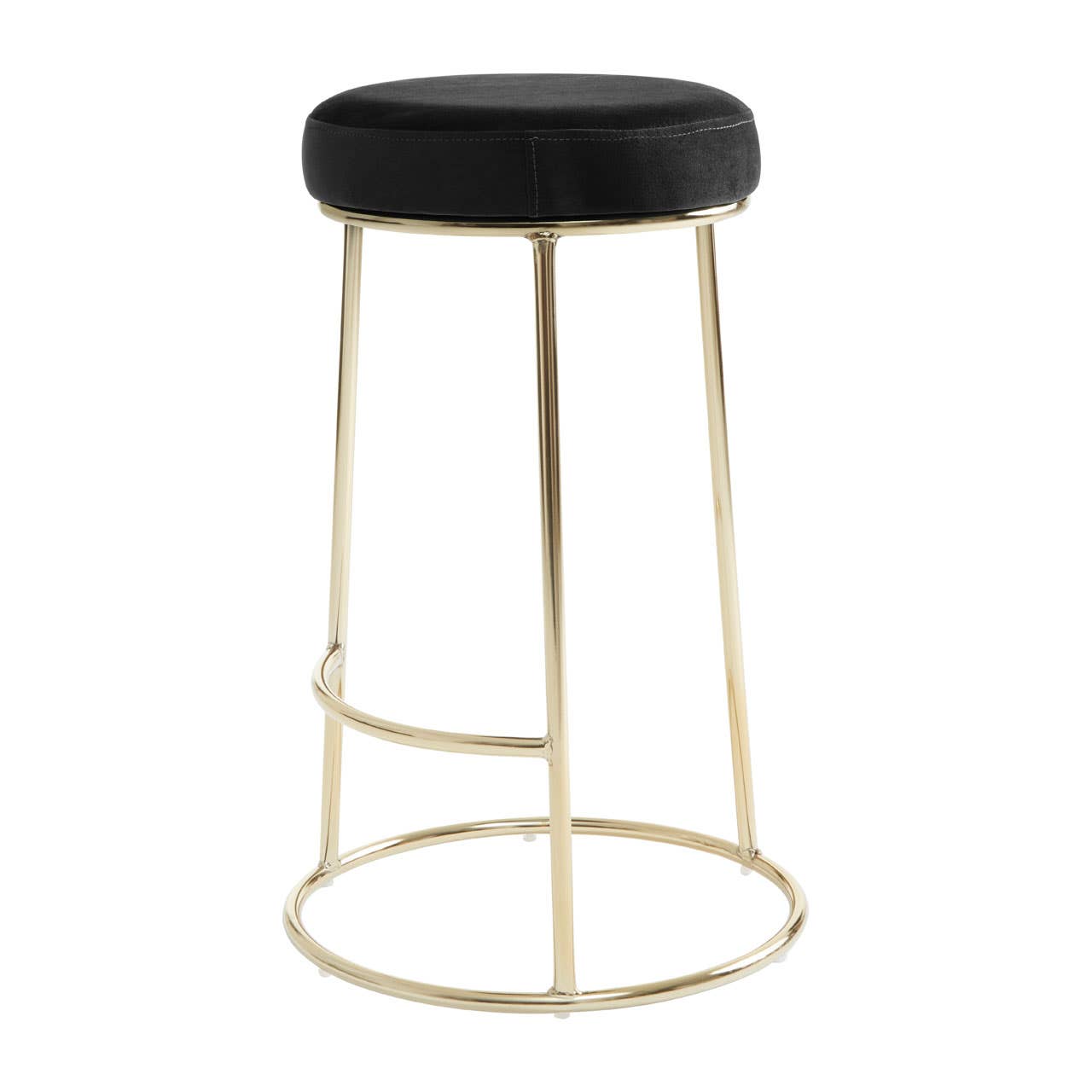 Luxe Black Velvet Bar Stool