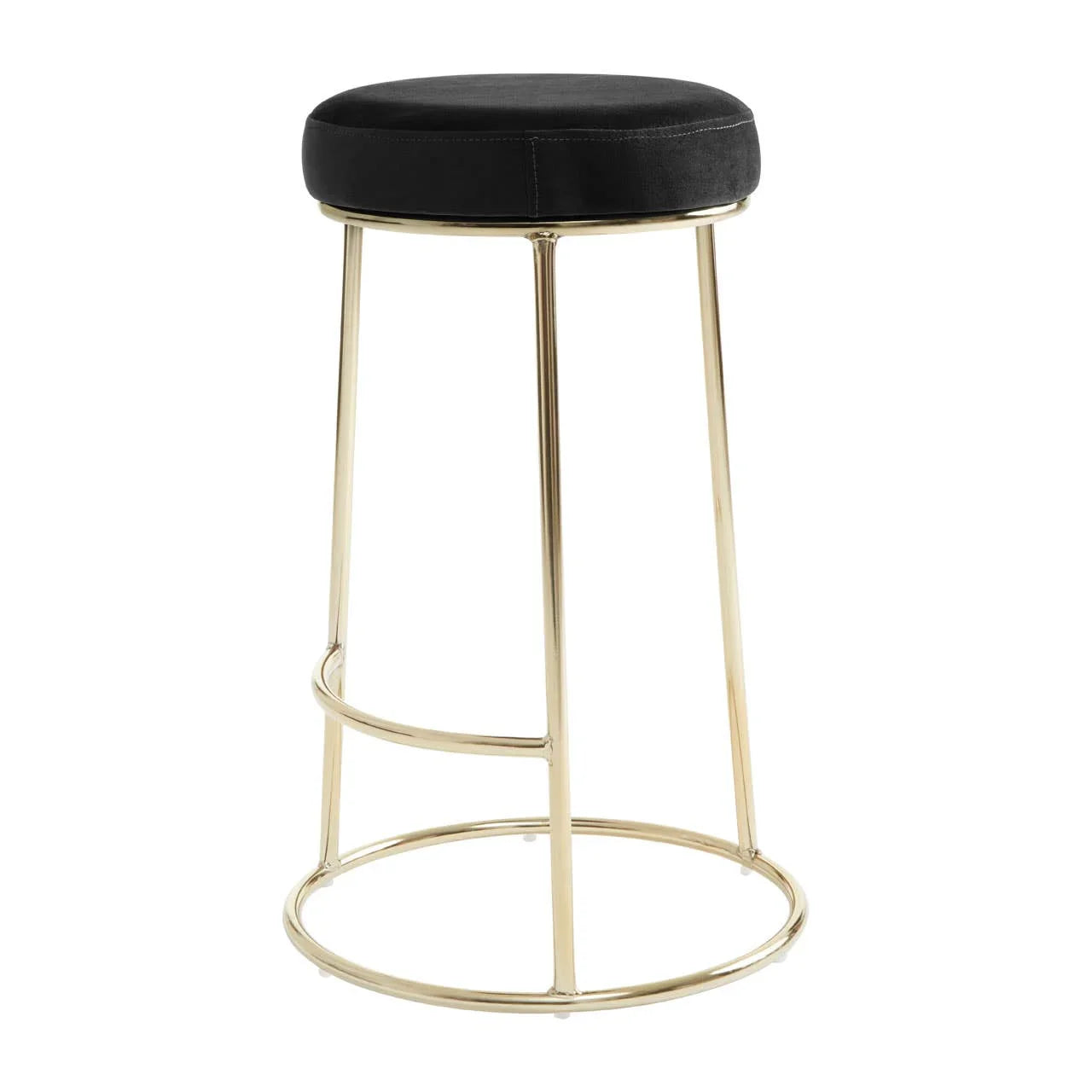 Luxe Black Velvet Bar Stool